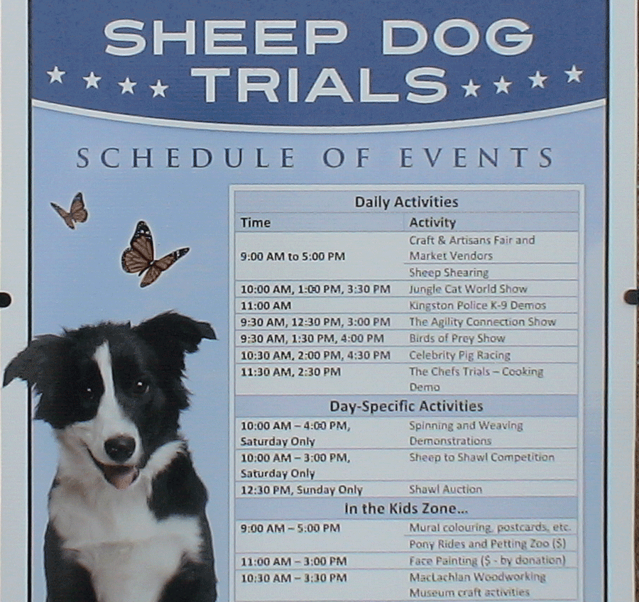 Kingston sheep dog trials information board